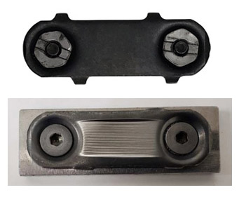 Flexco MegAlloy® belt fastener before and after ASTM G65 Abrasion Test